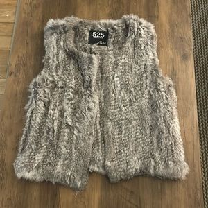 525 American grey fur vest size xs